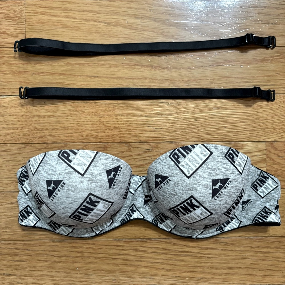 Victoria’s Secret PINK wear everywhere strapless push-up multi-way bra 32B EUC